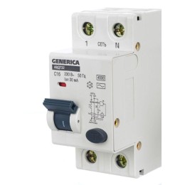 Выключатель автоматический дифференциального тока 2п C 16А 30мА тип AC 4.5кА АВДТ 32 C16 GENERICA MA