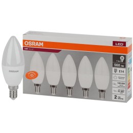 Лампа светодиодная LED Value LVCLB60 7SW/840 7Вт свеча матовая E14 230В 2х5 RU (уп.5шт) OSRAM 405807