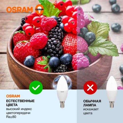 Лампа светодиодная LED Value LVCLB75 10SW/865 10Вт свеча матовая E14 230В 10х1 RU OSRAM 405807557926