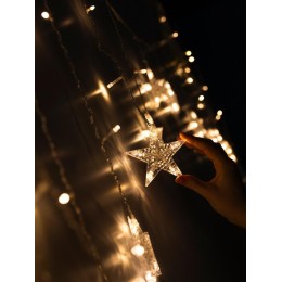 Гирлянда Бахрома "Арка" (с насадками-звездами) ICLD136WW-C-ST 136LED 2.5х1.2м 8режимов IP20 тепл. бе