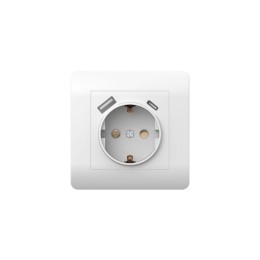 Розетка NEW3-E 16А с заземл. защ. шторки с 2-мя заряд. устройствами USB A+C 5В/2.1А бел. CHINT 43155
