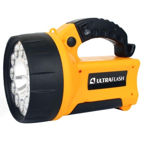 Фонарь аккумуляторный UF3753LED 11LED + галоген. аккум. 4В 2А.ч 220В/12В пластик. желт. (кор.) Ultra
