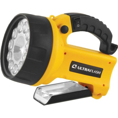 Фонарь аккумуляторный UF3753LED 11LED + галоген. аккум. 4В 2А.ч 220В/12В пластик. желт. (кор.) Ultra