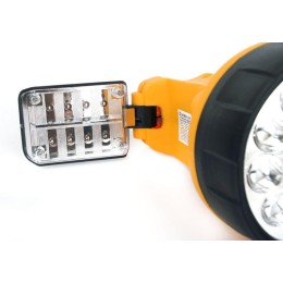 Фонарь аккумуляторный UF3753LED 11LED + галоген. аккум. 4В 2А.ч 220В/12В пластик. желт. (кор.) Ultra