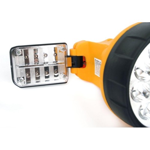 Фонарь аккумуляторный UF3753LED 11LED + галоген. аккум. 4В 2А.ч 220В/12В пластик. желт. (кор.) Ultra