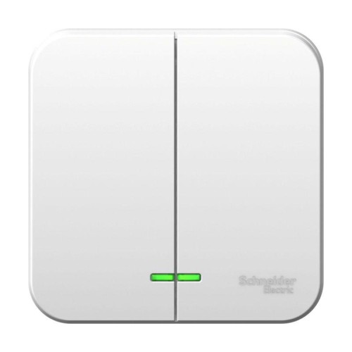 Выключатель 2-кл. ОП Blanca 6А IP20 (сх. 5) 250В с подсветкой с металлич. пластиной бел. SE BLNVA065