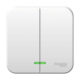 Выключатель 2-кл. ОП Blanca 10А IP20 (сх. 5) 250В с подсветкой с монтаж. пластиной бел. SE BLNVA1051