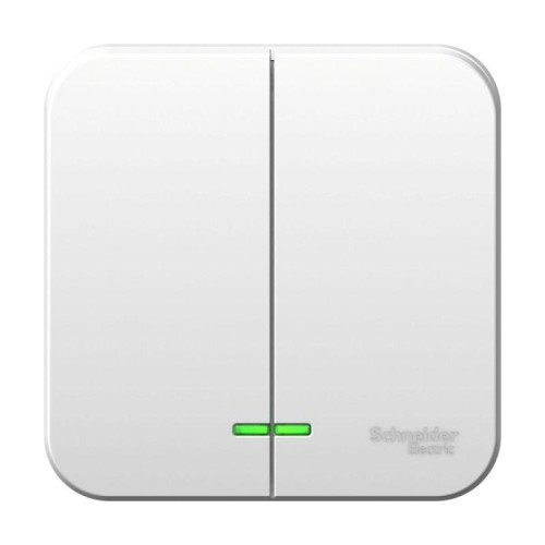 Выключатель 2-кл. ОП Blanca 10А IP20 (сх. 5) 250В с подсветкой с монтаж. пластиной бел. SE BLNVA1051