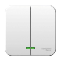 Выключатель 2-кл. ОП Blanca 6А IP20 (сх. 5) 250В с подсветкой с изолир. пластиной бел. SE BLNVA06511