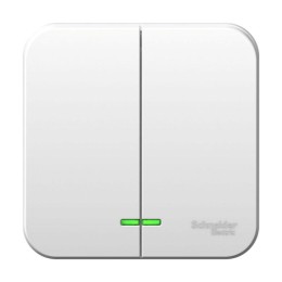 Выключатель 2-кл. ОП Blanca 10А IP20 (сх. 5) 250В с подсветкой с изолир. пластиной бел. SE BLNVA1051