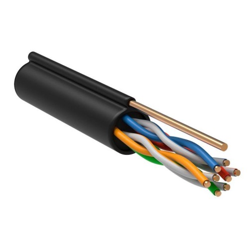 Кабель витая пара F/UTP кат.5E 4х2х24AWG solid CU LDPE Outdoor трос черн. (м) GENERICA BC3-C5E04-359