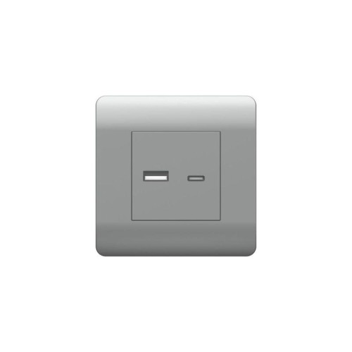 Розетка USB NEW3-E тип A+C 5В/2.1А серебр. CHINT 431451