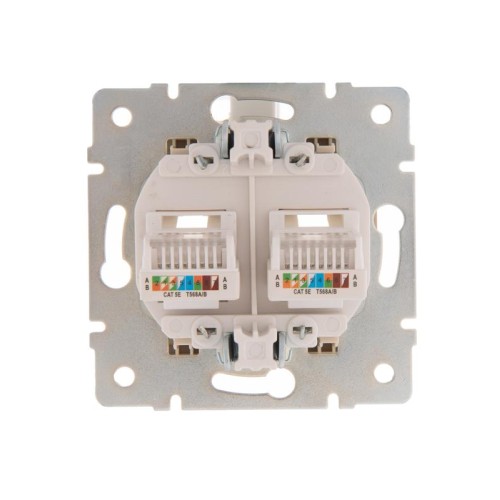 Розетка компьютерная 2-м СП Karina RJ45 механизм крем. LEZARD 707-0388-141