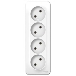 Розетка 4-м ОП Blanca 16А IP20 250В без заземл. без защ. шторок с изолир. пластиной бел. SE BLNRA000