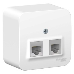 Розетка компьютерная + телефонная 2-м ОП Blanca RJ45 кат.5E + RJ11 с изолир. пластиной бел. SE BLNIA