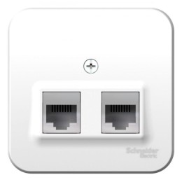 Розетка компьютерная + телефонная 2-м ОП Blanca RJ45 кат.5E + RJ11 с изолир. пластиной бел. SE BLNIA
