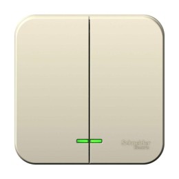 Выключатель 2-кл. ОП Blanca 6А IP20 (сх. 5) 250В с подсветкой с изолир. пластиной молочн. SE BLNVA06