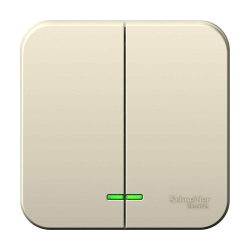 Выключатель 2-кл. ОП Blanca 6А IP20 (сх. 5) 250В с подсветкой с изолир. пластиной молочн. SE BLNVA06