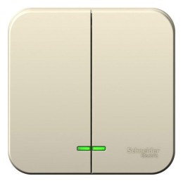 Выключатель 2-кл. ОП Blanca 10А IP20 (сх. 5) 250В с подсветкой с изолир. пластиной молочн. SE BLNVA1