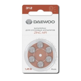 Элемент питания воздушно-цинковый ZA312/PR41 1.45В BL-6 (блист.6шт) для слуховых аппаратов DAEWOO 50