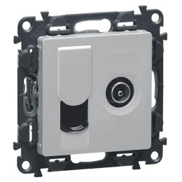 Панель лицевая Valena Life для розетки компьютерной + TV 2-м RJ45 + TV алюм. Leg 754832