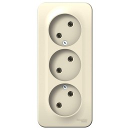 Розетка 3-м ОП Blanca 16А IP20 250В без заземл. без защ. шторок с изолир. пластиной молоч. SE BLNRA0