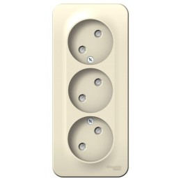 Розетка 3-м ОП Blanca 16А IP20 250В без заземл. защ. шторки с изолир. пластиной молоч. SE BLNRA00131