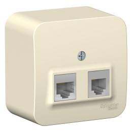 Розетка компьютерная + телефонная 2-м ОП Blanca RJ45 кат.5E + RJ11 с изолир. пластиной молочн. SE BL