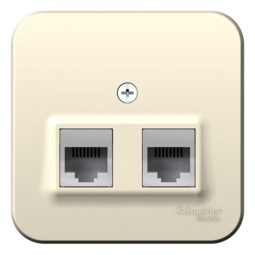 Розетка компьютерная + телефонная 2-м ОП Blanca RJ45 кат.5E + RJ11 с изолир. пластиной молочн. SE BL