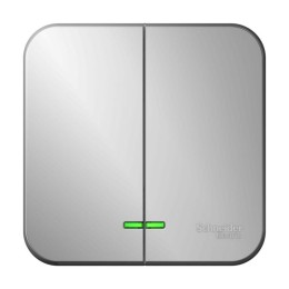 Выключатель 2-кл. ОП Blanca 10А IP20 (сх. 5) 250В с подсветкой с изолир. пластиной алюм. SE BLNVA105