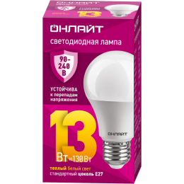 Лампа светодиодная 90 532 OLL-A60-13-230-2.7К-E27 PRO 90-240В ОНЛАЙТ 90532