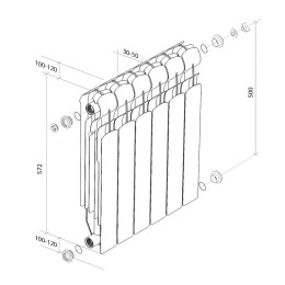 Радиатор биметал. Indigo Super+ 500-8 секц. Royal Thermo НС-1274310