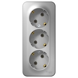 Розетка 3-м ОП Blanca 16А IP20 250В с заземл. без защ. шторок с изолир. пластиной алюм. SE BLNRA0103