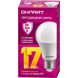 Лампа светодиодная 90 533 OLL-A60-17-230-2.7К-E27 PRO 90-240В ОНЛАЙТ 90533