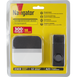 Звонок электрический 95 218 NDB-D-AC11-B-BL NAVIGATOR 95218