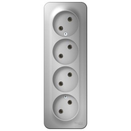 Розетка 4-м ОП Blanca 16А IP20 250В без заземл. без защ. шторок с изолир. пластиной алюм. SE BLNRA00