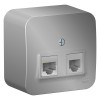 Розетка компьютерная + телефонная 2-м ОП Blanca RJ45 кат.5E + RJ11 с изолир. пластиной алюм. SE BLNI