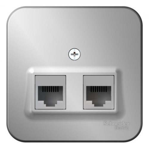 Розетка компьютерная + телефонная 2-м ОП Blanca RJ45 кат.5E + RJ11 с изолир. пластиной алюм. SE BLNI