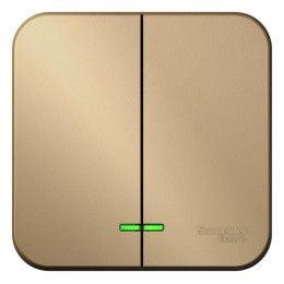 Выключатель 2-кл. ОП Blanca 10А IP20 (сх. 5) 250В с подсветкой с изолир. пластиной титан SE BLNVA105