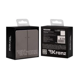 Выключатель 2-кл. СП ROUND MIELE 10А с подсветкой титан Kranz KR-78-0714-2