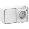Блок ОП AtlasDesign Profi54 (розетка 16А 250В с заземл. защ. шторки + 1-кл. выкл. 10А) IP54 бел. SE