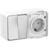 Блок ОП AtlasDesign Profi54 (розетка 16А 250В с заземл. защ. шторки + 2-кл. выкл. 10А) IP54 бел. SE