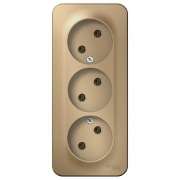 Розетка 3-м ОП Blanca 16А IP20 250В без заземл. без защ. шторок с изолир. пластиной титан SE BLNRA00