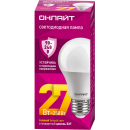 Лампа светодиодная 90 535 OLL-A60-27-230-2.7К-E27 PRO 90-240В ОНЛАЙТ 90535