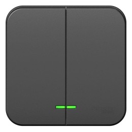 Выключатель 2-кл. ОП Blanca 10А IP20 (сх. 5) 250В с подсветкой с изолир. пластиной антрацит SE BLNVA