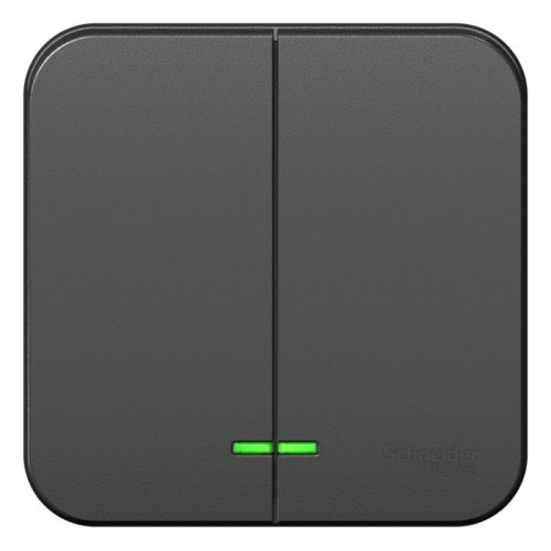 Выключатель 2-кл. ОП Blanca 10А IP20 (сх. 5) 250В с подсветкой с изолир. пластиной антрацит SE BLNVA