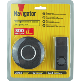 Звонок электрический 95 219 NDB-D-AC12-B-BL NAVIGATOR 95219