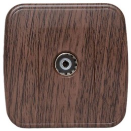 Розетка телевизионная TV 1-м ОП Минск 5-862МГц 75Ом темн. дерево EKF EGA00-027-40