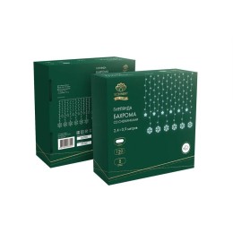 Гирлянда светодиодная "Бахрома" со снежинками 2.4х0.9м 150LED бел. 7.5Вт 230В IP20 с контроллером 8