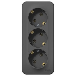 Розетка 3-м ОП Blanca 16А IP20 250В с заземл. без защ. шторок с изолир. пластиной антрацит SE BLNRA0